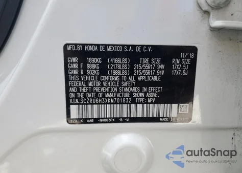 2019 Honda Hr-V Lx from USA, damaged, VIN 3CZRU6H3XKM701832